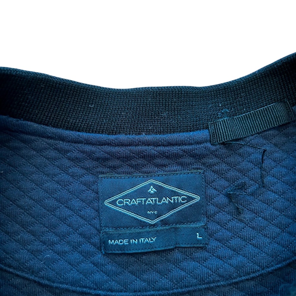 Craft Atlantic Sweater Men's Size Large Navy Blue Side Zip Textured Pullover 18‎ - Picture 2 of 9